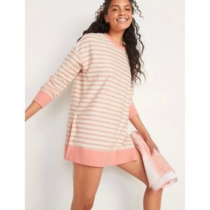 Old Navy Loose Striped Cali-Fleece Terry Sweatshirt Tunic